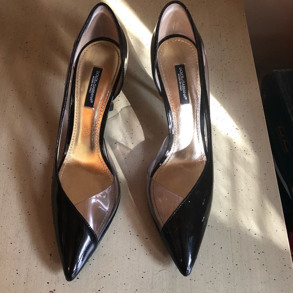 Dolce & Gabbana Black Patent Leather / Clear Pumps